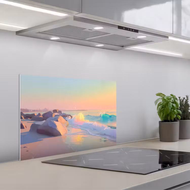 Zomerlicht - Strand - Fonkelende accenten keuken achterwand spatscherm klein -3d_schuin