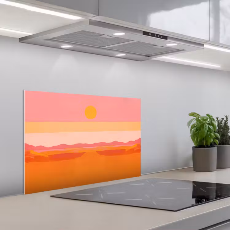 Zon - Abstract - Landschap - Oranje keuken achterwand spatscherm klein -3d_schuin