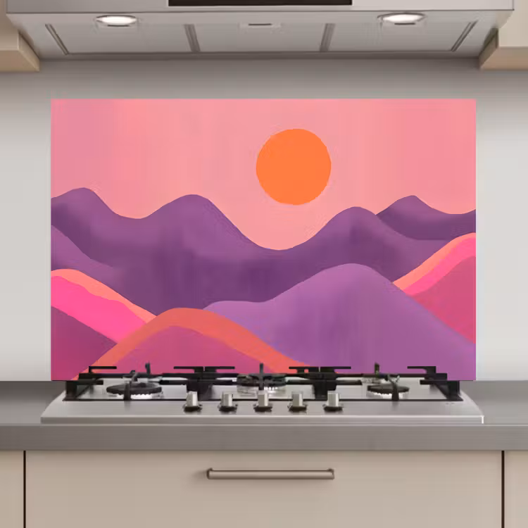 Zon - Heuvels - Paars - Abstract keuken achterwand spatscherm klein -3d_website