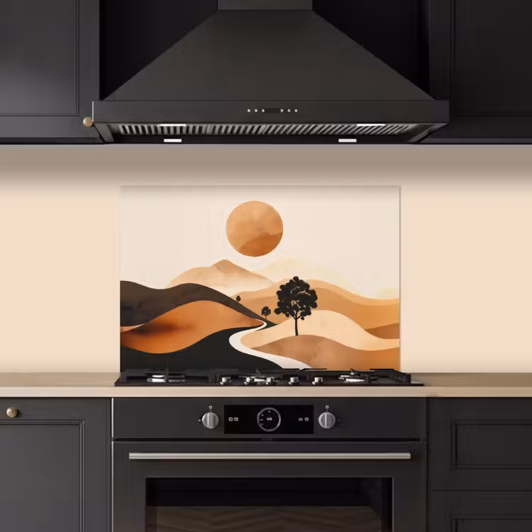 Zon - Heuvels - Boom - Abstract keuken achterwand spatscherm klein -sfeer1