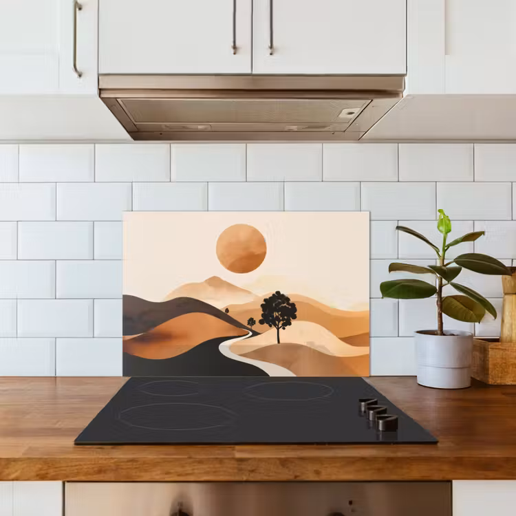 Zon - Heuvels - Boom - Abstract keuken achterwand spatscherm klein -sfeer2
