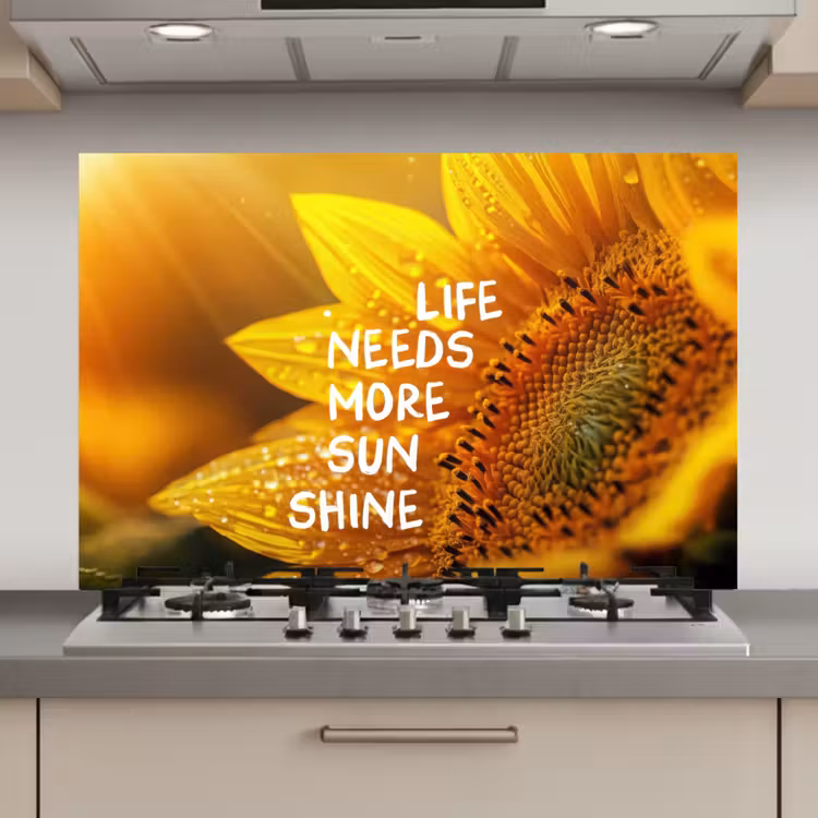Zonnebloem - Close up - Geel - Quote keuken achterwand spatscherm klein -3d_website