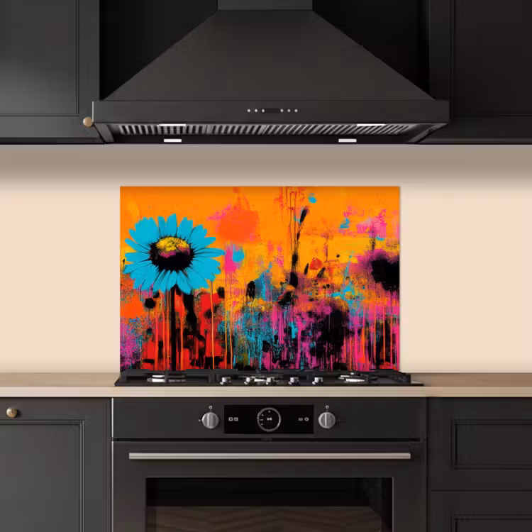 Zonnebloemen - Abstract - Oranje keuken achterwand spatscherm klein -sfeer1