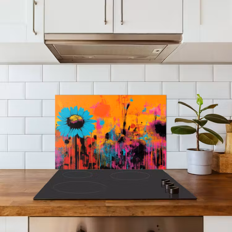 Zonnebloemen - Abstract - Oranje keuken achterwand spatscherm klein -sfeer2