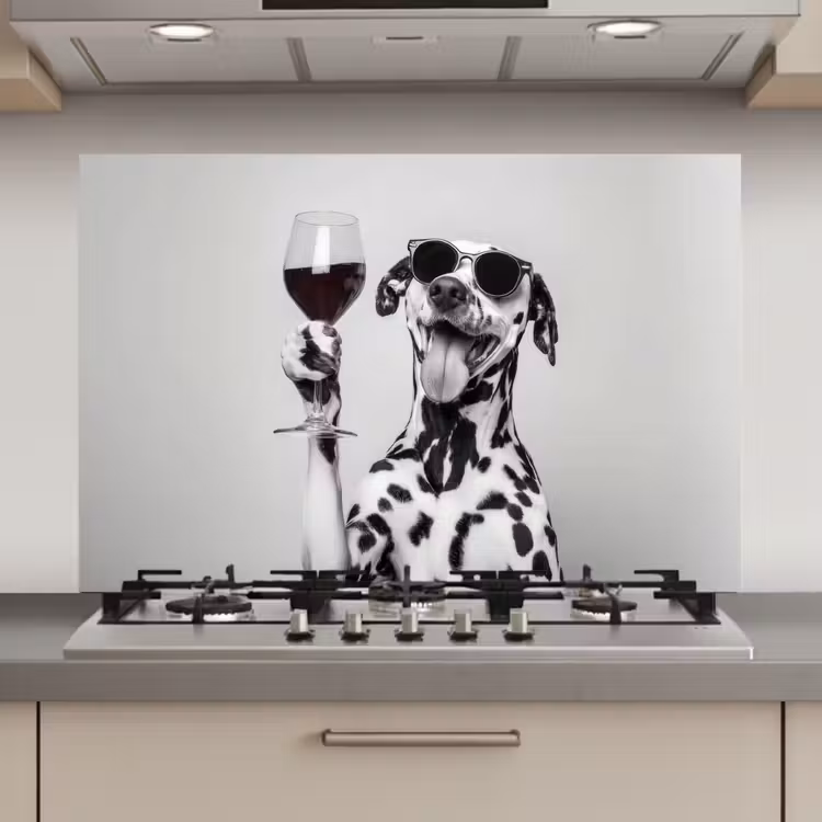 Zonnebril - Dalmatiër - Wijnglas - Tong keuken achterwand spatscherm klein -3d_website
