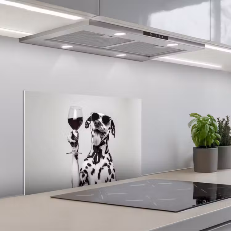 Zonnebril - Dalmatiër - Wijnglas - Tong keuken achterwand spatscherm klein -3d_schuin