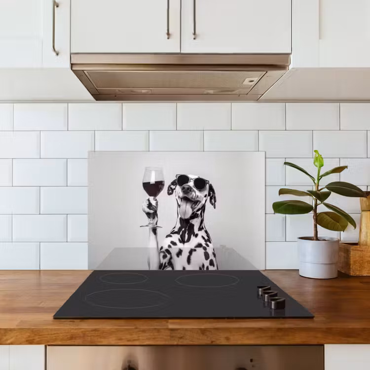 Zonnebril - Dalmatiër - Wijnglas - Tong keuken achterwand spatscherm klein -sfeer2