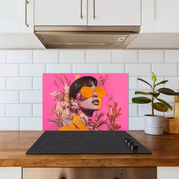 Zonnebril - Oranje - Vrouw - Planten keuken achterwand spatscherm klein -sfeer2