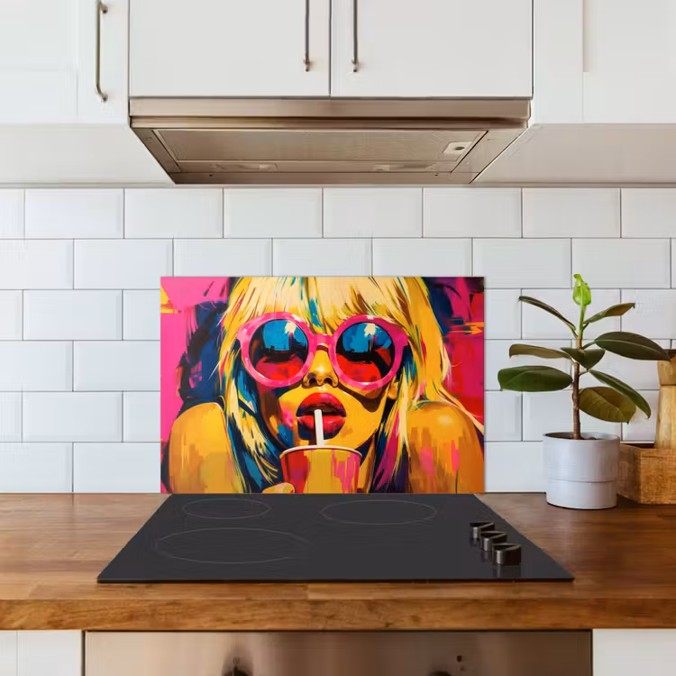 Zonnebril - Roze - Vrouw - Rietje keuken achterwand spatscherm klein -sfeer2
