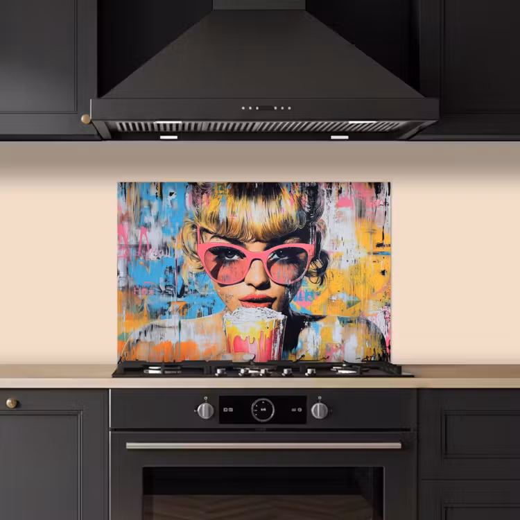Zonnebril - Vrouw - Kleurrijk - Verfspetters keuken achterwand spatscherm klein -sfeer1