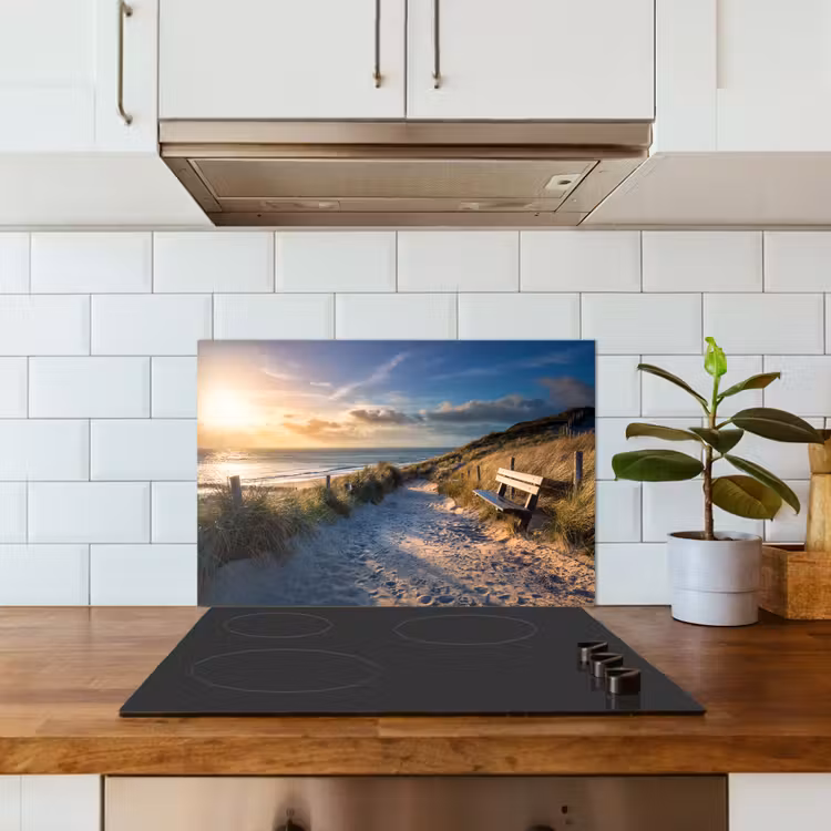 Zonsondergang - Strand - Duin - Gras - Bank keuken achterwand spatscherm klein -sfeer2