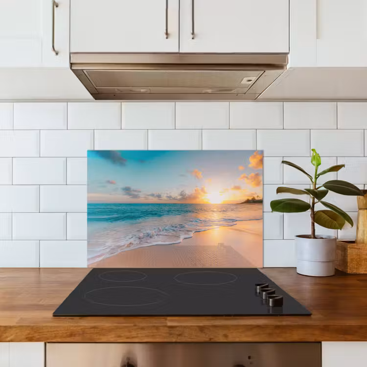 Zonsondergang - Strand - Zee - Zomer - Blauw keuken achterwand spatscherm klein -sfeer2