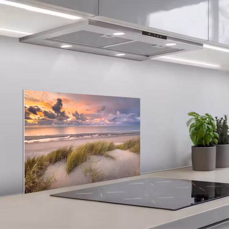 Zonsondergang - Duin - Strand - Planten - Zee keuken achterwand spatscherm klein -3d_schuin