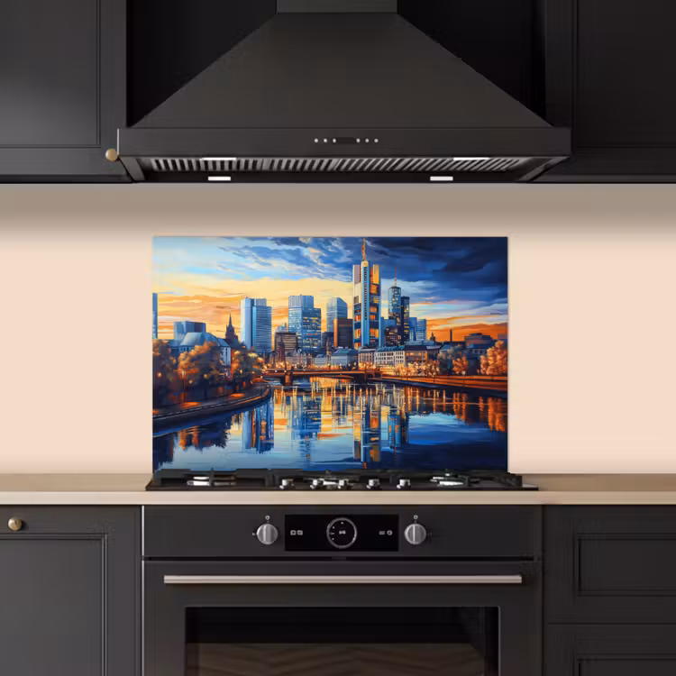 Zonsondergang Frankfurt - Stad - Skyline - Water keuken achterwand spatscherm klein -sfeer1