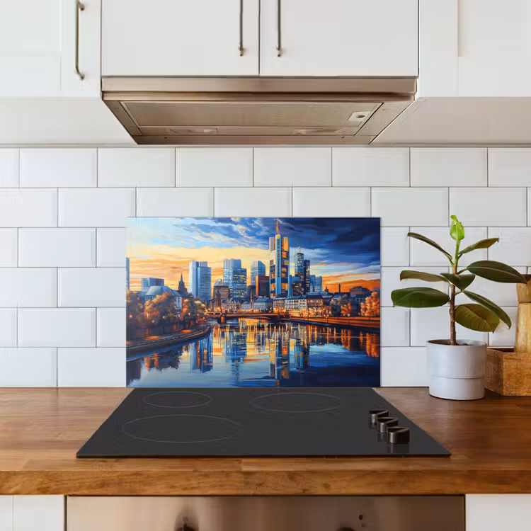 Zonsondergang Frankfurt - Stad - Skyline - Water keuken achterwand spatscherm klein -sfeer2