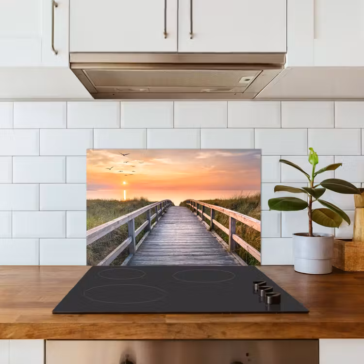 Zonsonderang - Zee - Pad - Gras - Duin - Vogels keuken achterwand spatscherm klein -sfeer2