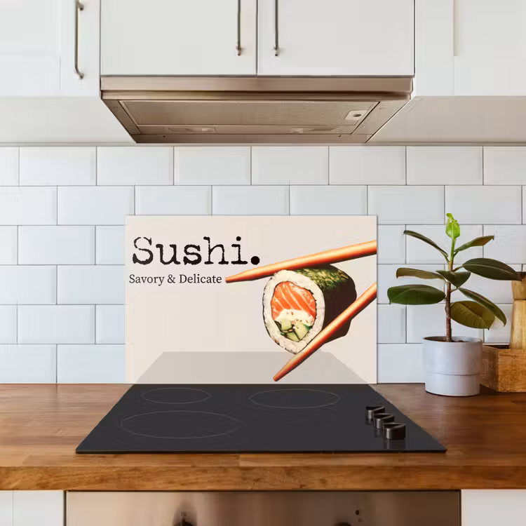 Sushi - Zalm - Rijst - Japans keuken achterwand spatscherm klein -sfeer2