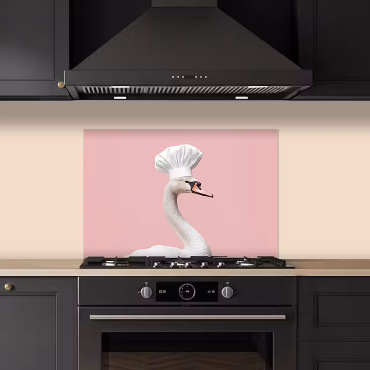 Zwaan - Koksmuts - Mooi - Klassiek keuken achterwand spatscherm klein -sfeer1
