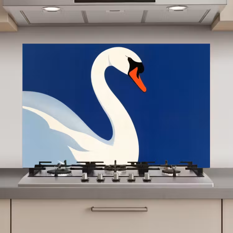 Zwaan - Wit - Snavel - Illustratie keuken achterwand spatscherm klein -3d_website