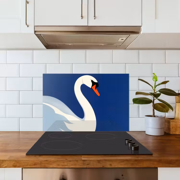 Zwaan - Wit - Snavel - Illustratie keuken achterwand spatscherm klein -sfeer2
