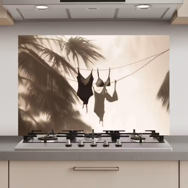 Badkleding - Palmbomen - Schaduw - Tropisch keuken achterwand spatscherm klein -3d_website