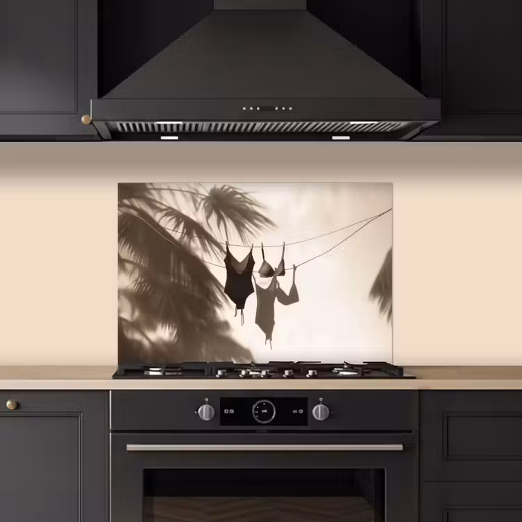 Badkleding - Palmbomen - Schaduw - Tropisch keuken achterwand spatscherm klein -sfeer1