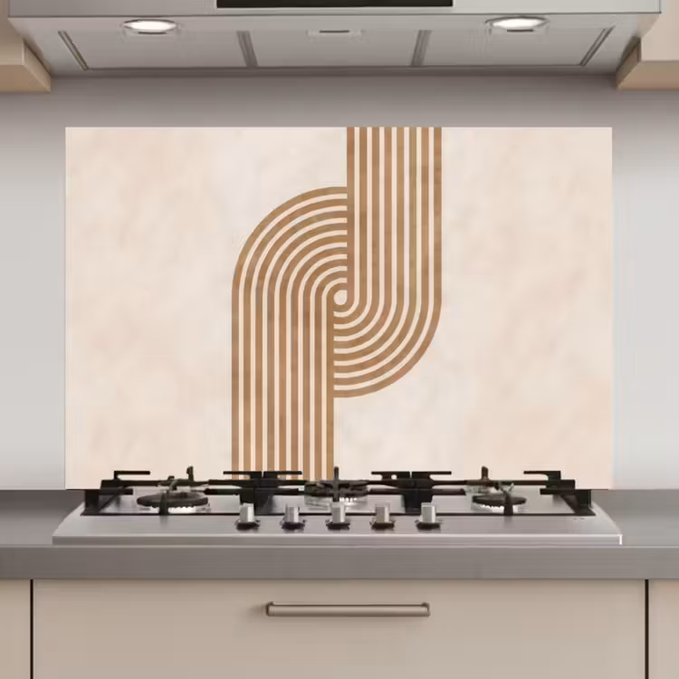 Symmetrische bocht - Koperkleurig keuken achterwand spatscherm klein -3d_website