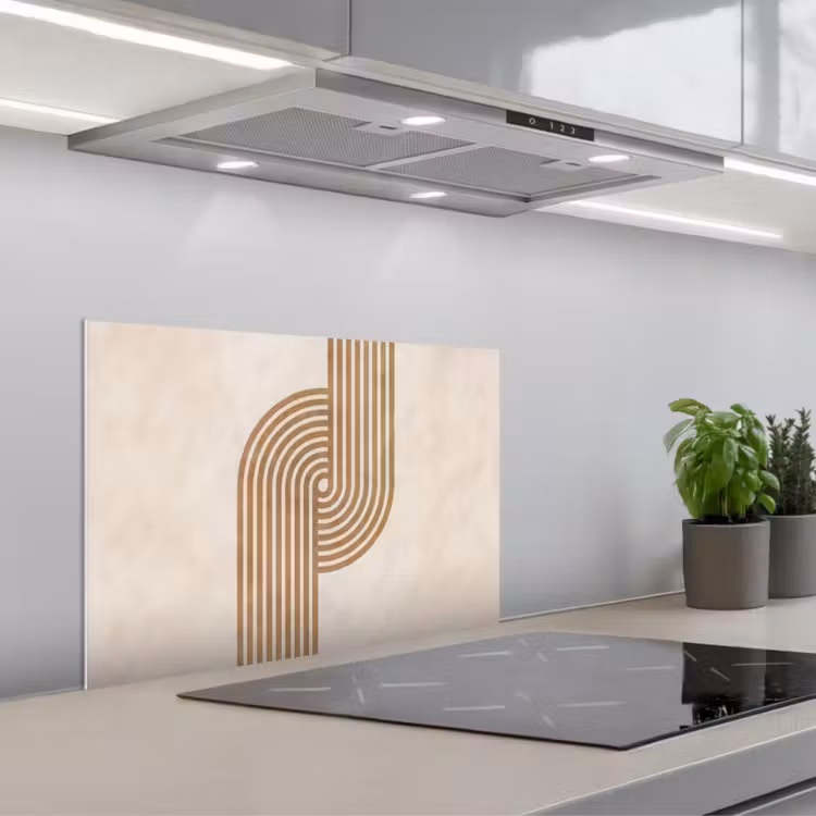 Symmetrische bocht - Koperkleurig keuken achterwand spatscherm klein -3d_schuin