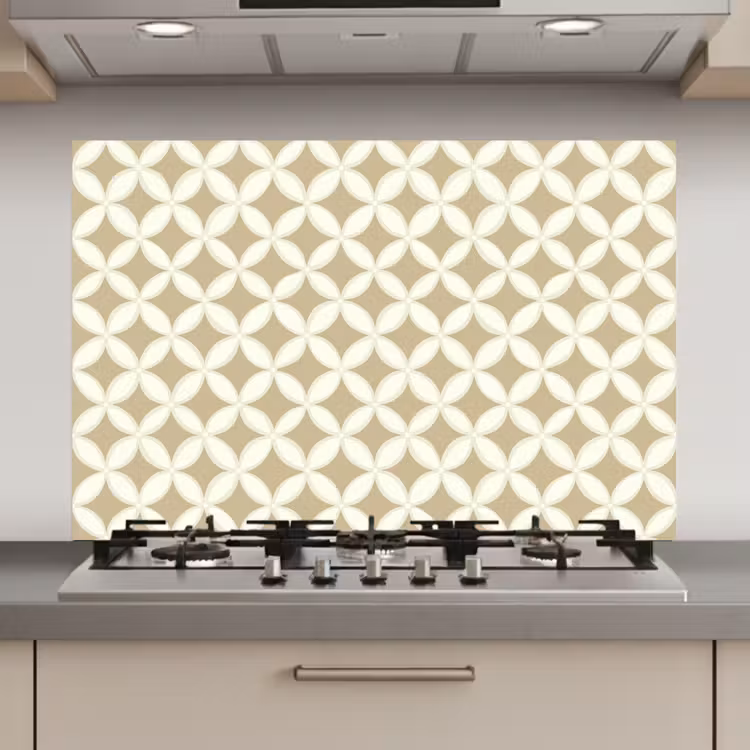 Symmetrisch - Motief - Beige keuken achterwand spatscherm klein 900 -3d_website