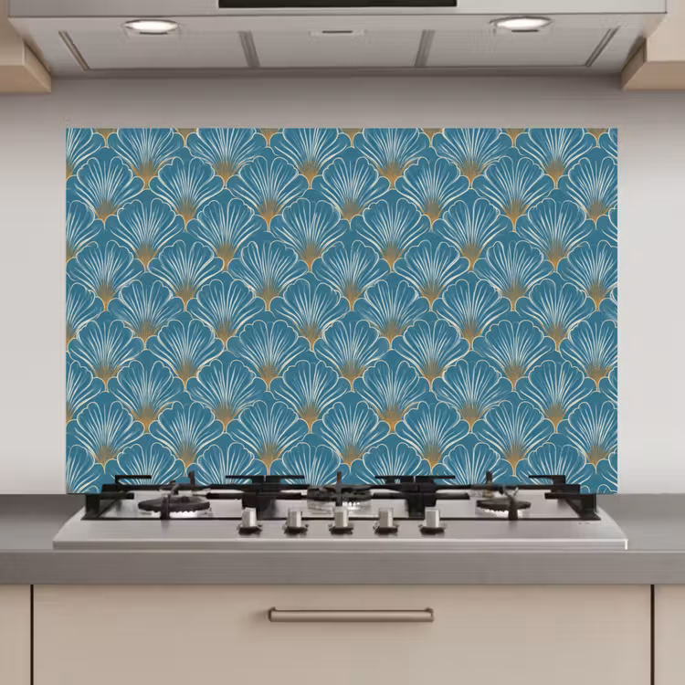 Symmetrisch - Patroon - Blauw keuken achterwand spatscherm klein 900 -3d_website