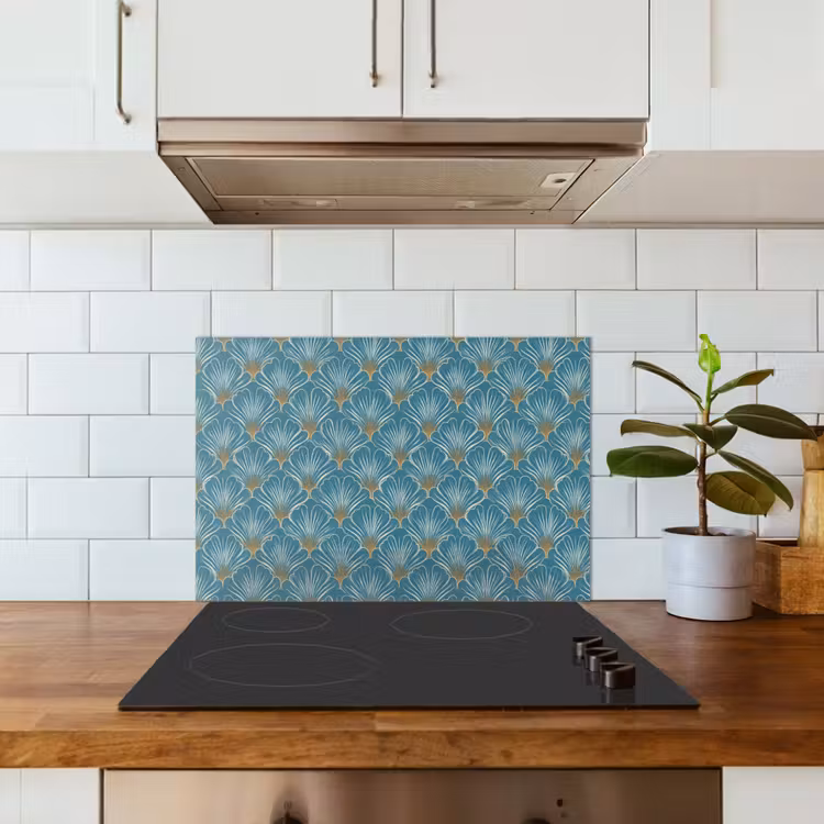 Symmetrisch - Patroon - Blauw keuken achterwand spatscherm klein 900 -sfeer2