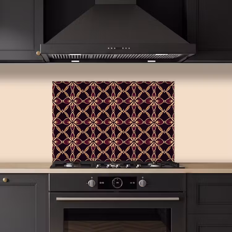 Symmetrisch - Tegel - Burgundy keuken achterwand spatscherm klein 900 -sfeer1