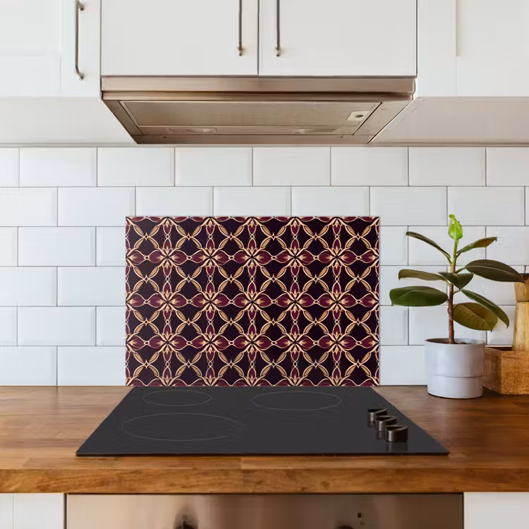 Symmetrisch - Tegel - Burgundy keuken achterwand spatscherm klein 900 -sfeer2