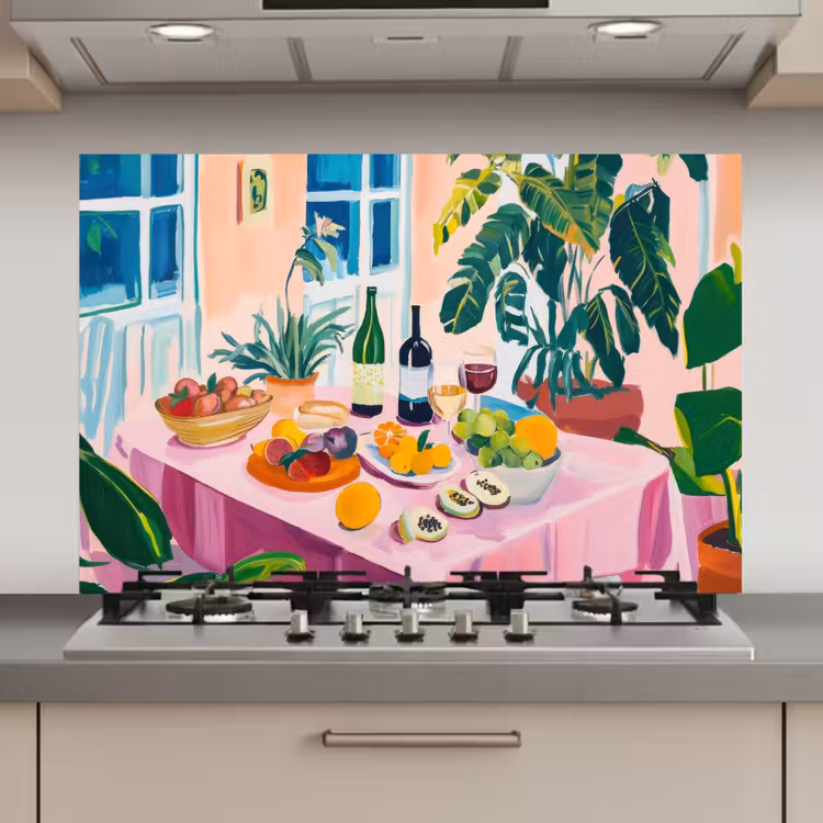 Tafel - Wijn - Fruit keuken achterwand spatscherm klein -3d_website