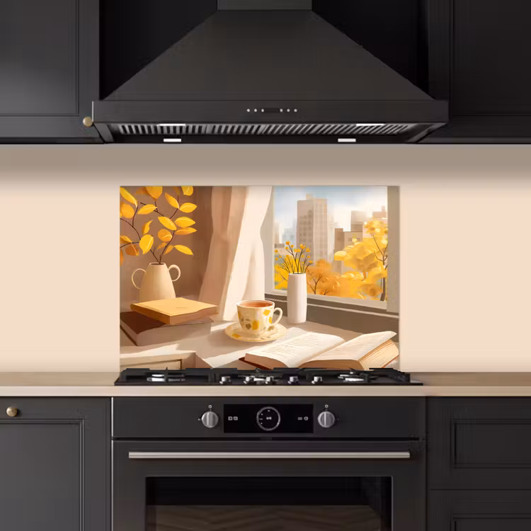 Thee - Boek - Thee - Herfst keuken achterwand spatscherm klein -sfeer1