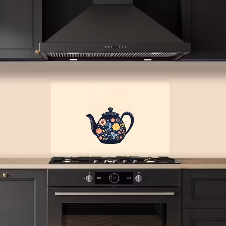 Theepot - Kleurrijk - Bloemen keuken achterwand spatscherm klein -sfeer1