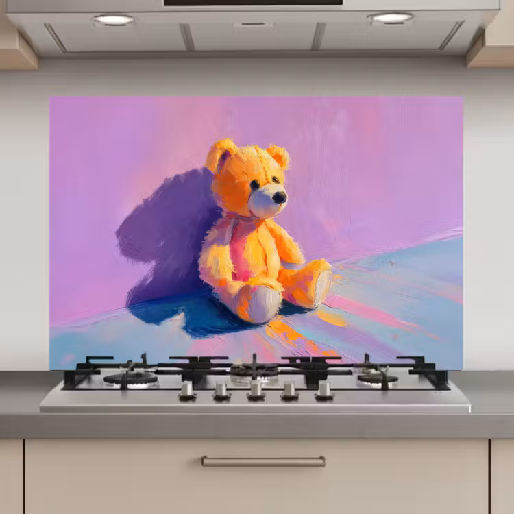 Teddybeer - Schaduw - Penseelstreken - Paars keuken achterwand spatscherm klein -3d_website