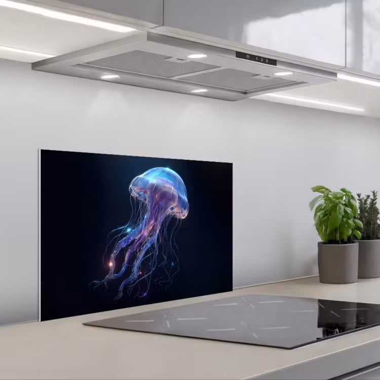 Tentakels - Kwal - Paars - Sprankeling keuken achterwand spatscherm klein -3d_schuin