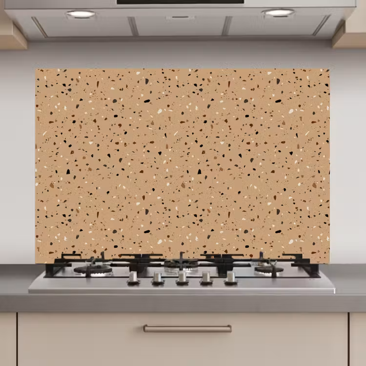 Terrazzo - Patroon - Beige keuken achterwand spatscherm klein 900 -3d_website