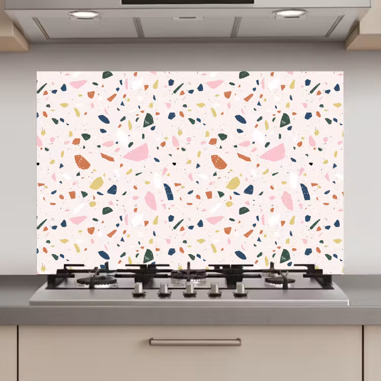 Terrazzo - Patroon - Kleurrijk keuken achterwand spatscherm klein 900 -3d_website