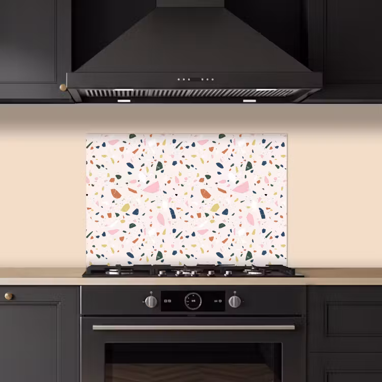 Terrazzo - Patroon - Kleurrijk keuken achterwand spatscherm klein 900 -sfeer1