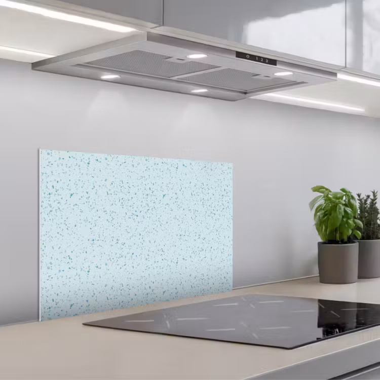 Terrazzo - Patroon - Kleurrijk - Baby Blauw keuken achterwand spatscherm klein 900 -3d_schuin