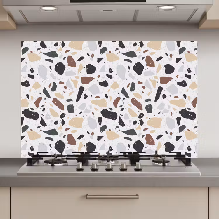 Terrazzo - Patroon - Kleurrijk - Klei keuken achterwand spatscherm klein 900 -3d_website