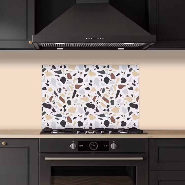 Terrazzo - Patroon - Kleurrijk - Klei keuken achterwand spatscherm klein 900 -sfeer1