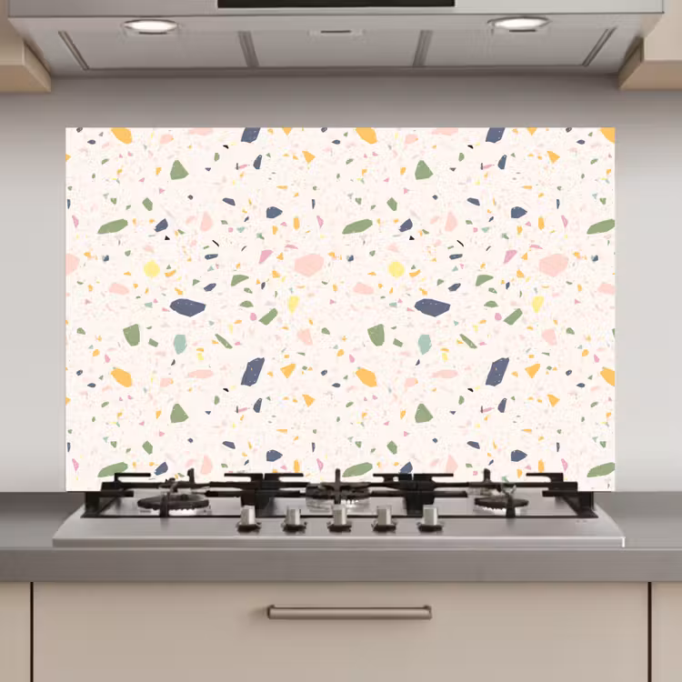 Terrazzo - Patroon - Kleurrijk - Festival keuken achterwand spatscherm klein 900 -3d_website