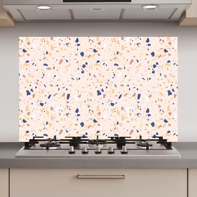 Terrazzo - Patroon - Kleurrijk - Indigo keuken achterwand spatscherm klein 900 -3d_website