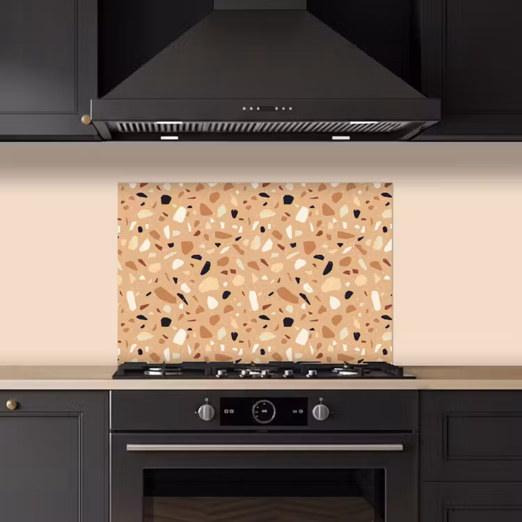 Terrazzo - Patroon - Kleurrijk - Oranje keuken achterwand spatscherm klein 900 -sfeer1