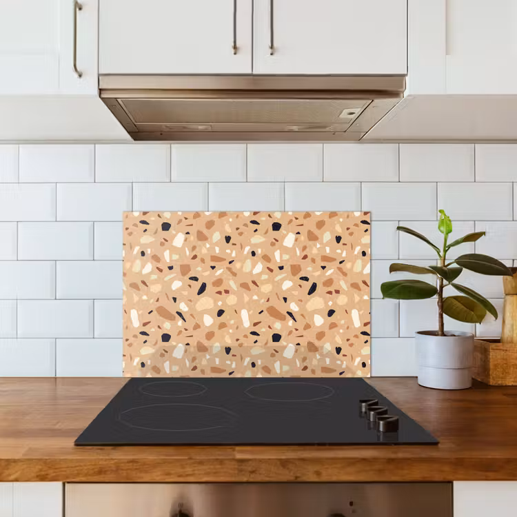 Terrazzo - Patroon - Kleurrijk - Oranje keuken achterwand spatscherm klein 900 -sfeer2