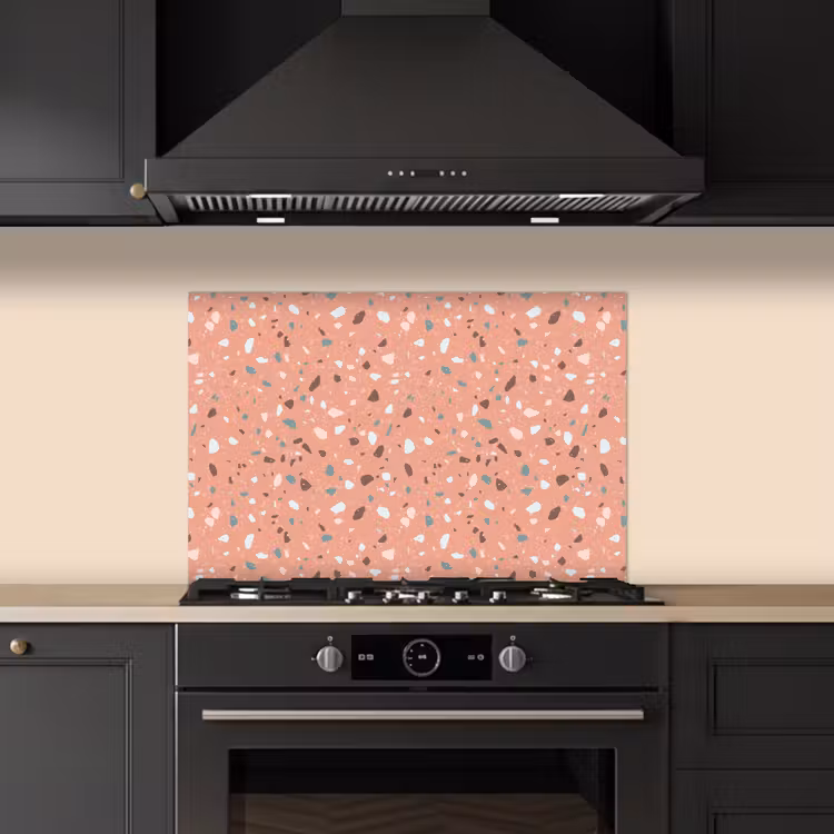 Terrazzo -  Patroon - Kleurrijk - Roze - Blauw keuken achterwand spatscherm klein 900 -sfeer1