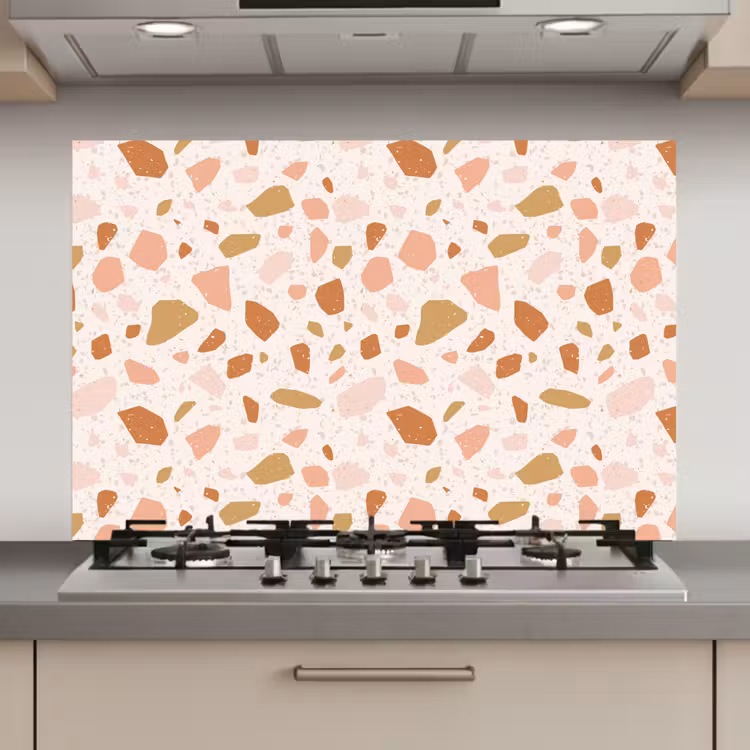 Terrazzo - Patroon - Kleurrijk - Zalm keuken achterwand spatscherm klein 900 -3d_website